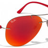 Ray-Ban Orange Red Mirror Aviator Sunglasses (RB8058 159/6Q 59mm)