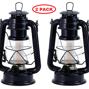 2 Pack: Northpoint Vintage Style Hurricane Lantern w/ 12 LED's, 150 Lumen & Dimmer Switch