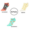 Unibasic Colorful Conversational Print Women's Everyday Wear No Show Socks - 36 Pairs - Ships Next Day!