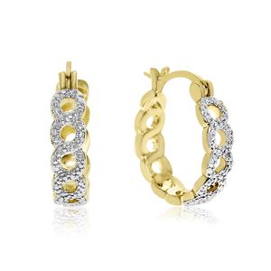 Infinity Diamond Hoop Earrings, Yellow Gold Overlay, 3/4 Inch - Ships Same/Next Day!