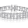1 Carat Three Row Diamond Bracelet in Platinum Overlay - Ships Same/Next Day!
