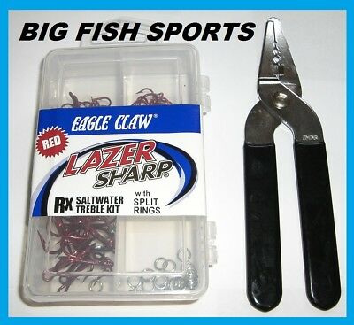 Eagle Claw Assorted Saltwater Treble Replacement Kit w/ Split Rings - Ships Quick!