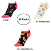Unibasic Colorful Conversational Print Women's Everyday Wear No Show Socks - 36 Pairs - Ships Next Day!