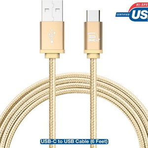 2 PACK: LAX Gadgets USB Type C Braided Cable with Reversible Connector (6 Ft)