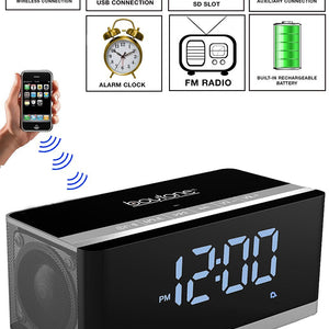 Boytone Bluetooth 4.1 Portable Alarm Clock Radio Wireless Speaker