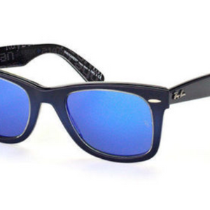 Ray-Ban Wayfarer Sunglasses  Navy Blue w/Mirror Lens (RB2140F 1203/68 52MM) - Ships Same/Next Day!