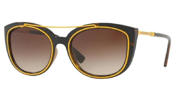 Versace Yellow Dark Havana / Brown Cateye Sunglasses (VE 4336 108/13 56) - Ships Same/Next Day!