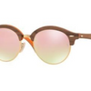 Ray-Ban Clubround  Brown/Copper Flash Lens Wood Sunglasses (RB4246M 12187O 51MM) - Ships Same/Next Day!