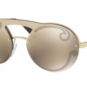 PRADA Pale Gold/Gold Mirrored Lens Sunglasses (SPR 65T ZVN-ODW - 36MM) - Ships Same/Next Day!