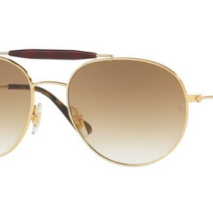 Ray-Ban Shiny Gold / Brown Double Bridge Sunglasses (RB3540 001/51 53mm) - Ships Same/Next Day!