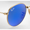 Ray-Ban Gold Frame/Blue Lenses Round Metal Folding Sunglasses (RB3532 001/68 47mm) - Ships Same/Next Day!