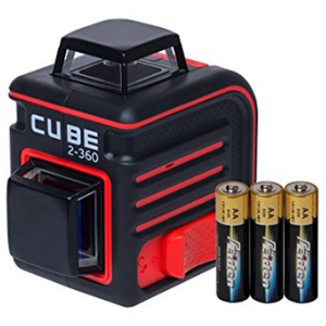 AdirPro Cube 2-360 Horizontal and Vertical Cross Line Laser with Accessories, Red/Black - Ships Same/Next Day!