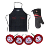 Jim Beam Deluxe Grilling Bundle: Grilling Apron, Heat Resistant Mitten, 4 Thermometers!