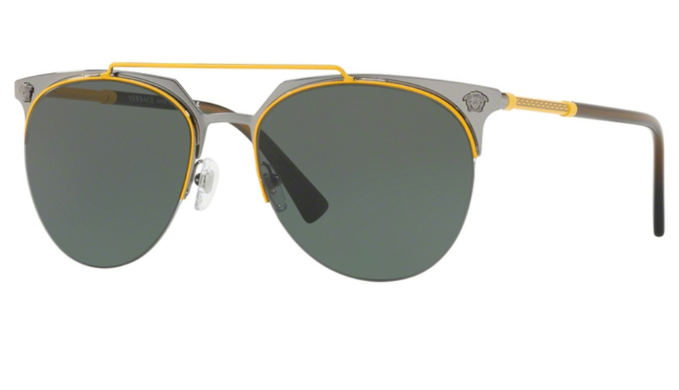 Versace Gunmetal Yellow / Green Sunglasses (VE2181 1001/71) - Ships Same/Next Day!