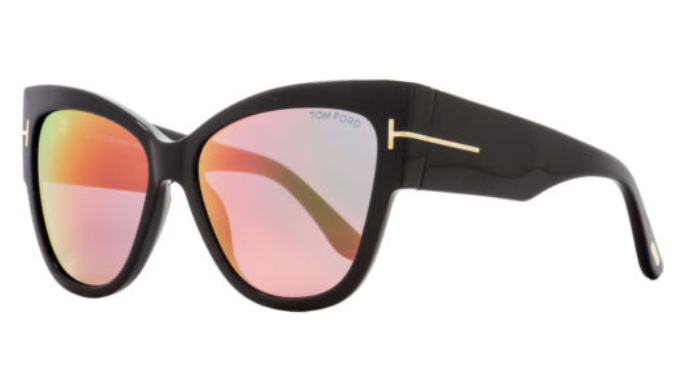 Tom Ford Anoushka Shiny Black Cateye Sunglasses (TF371 01Z) - Ships Same/Next Day!