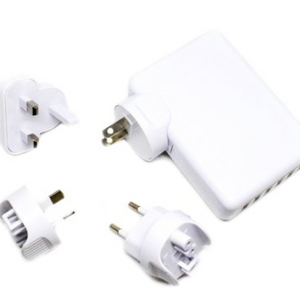 6-Port USB Travel Charger with International A/C Power Adapters - Ships Same/Next Day!