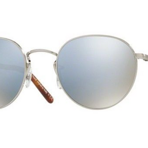 Oliver Peoples HASSETT Brushed Silver/ Blue Goldtone Sunglasses (OV1203S 5036/Y5) - Ships Same/Next Day!