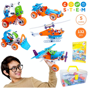 STEM 5in1 Fun Educational Engineering 132 Pcs Kit - Ships Same/Next Day!