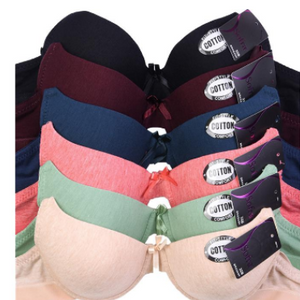 Set Of 6: Unibasic Women's Full Cup Plain Cotton Bra - Ships Same/Next Day!