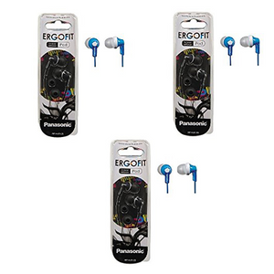 Pack of 3: Panasonic ErgoFit In-Ear Earbud Headphones Dynamic Crystal Clear Sound, Ergonomic Comfort-Fit - Available in Many Colors - Ships Same/Next Day!
