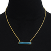 10 Carat Turquoise Bar Necklace In Yellow Gold Overlay. 17 Inches - Ships Same/Next Day!
