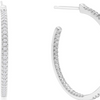 Sterling Silver 1/4 Carat Diamond Inside Out Hoop Earrings, 1 Inch - Ships Same/Next Day!
