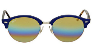 Ray-Ban Clubround Gold Rainbow Flash Sunglasses - Ships Same/Next Day!