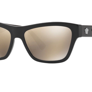 Versace Women's Rectangular Black Frame Brown/Gold Lens Sunglasses (VE4344 GB1/1V) - Ships Same/Next Day!