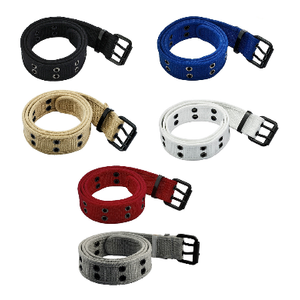 Pack of 2: Double Hole Grommets Canvas Web Belt with Forged Buckle - Ships Same/Next Day!