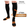 6 or 12 Pairs: Copper Infused Compression Socks - Reduces Pain and Swelling in Calves & Ankles - Ships Same/Next Day!