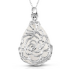 Sterling Silver Quartz Teardrop Necklace With Rose Accents, 18 Inches - Ships Same/Next Day!