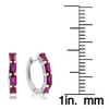 4 1/2ct Emerald Cut Ruby Hoop Earrings In Sterling Silver - Ships Same/Next Day!