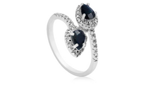 1ct Pear Shaped Sapphire and Diamond Wrap Ring - Ships Same/Next Day!