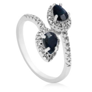 1ct Pear Shaped Sapphire and Diamond Wrap Ring - Ships Same/Next Day!