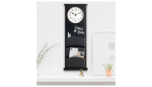 Multi Function Wall Clock w/ Chalkboard, Mail Slots and Key Hooks - Ships Same/Next Day!