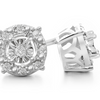 1/10 Carat Halo Diamond Stud Earrings In Sterling Silver - Ships Same/Next Day!