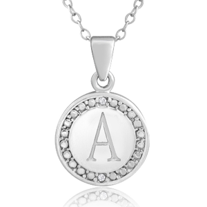 A-Z Initial Diamond Necklace In Sterling Silver, 18 Inches - Ships Same/Next Day!