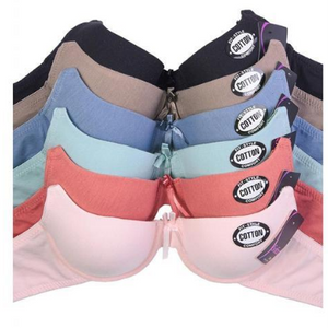 6 Pack: Unibasic Womens Full Cup Plain Cotton Bra With Back Hook - Ships Same/Next Day!