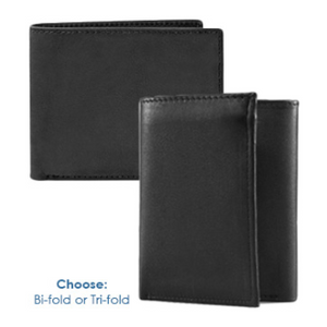 Men's Black Genuine Leather Bifold & Trifold Wallets - Ships Same/Next Day!
