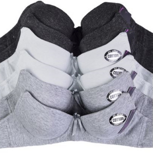 6 Pack: Mechaly Women's Adjustable Seamless Silhouette Full Cup Plain Cotton Bra Set - Ships Same/Next Day!