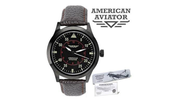 PRICE DROP: American Aviator Vintage-Style Leather Watch Deluxe - Ships Next Day!