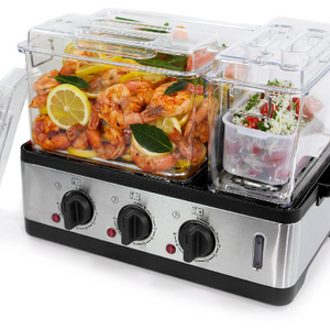 Wolfgang Puck 3-Chamber 9-Quart Electric Steamer with Recipes - Ships Next Day!