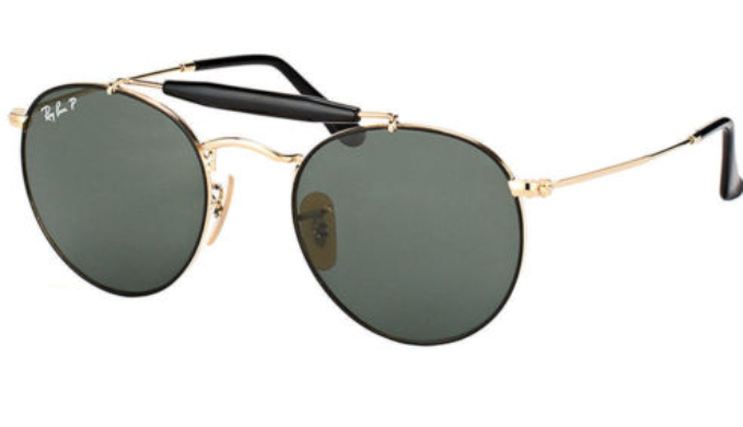 Ray Ban Gold Metal Round Green Polarized Sunglasses (RB3747 900058 50MM) -  Ships Next Day!