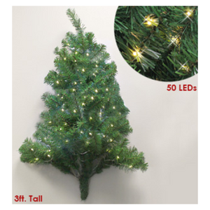 Pre-Lit 3 Foot Cordless Christmas Wall Tree - Ships Next Day!
