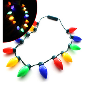 Christmas Light Bulb Necklace With Flashing Lights - Ships Next Day!