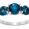 3 Stone London Blue Topaz Rhodium Plated Ring (Size 5)