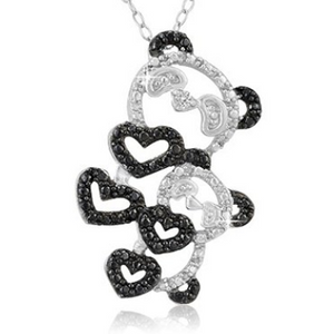Sterling Silver Black Diamond Accent Double Panda Pendant with 18″ Chain - Guaranteed by Mother's Day* + FREE RETURNS!