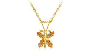 PRICE DROP: 10KY Citrine Dragonfly Pendant with Chain