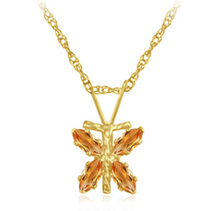 PRICE DROP: 10KY Citrine Dragonfly Pendant with Chain