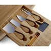 Bamboo Cheese Board & Cutlery Set w/ Slide Out Drawer & 4 Stainless Knife - Ships Next Day!